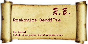 Roskovics Benáta névjegykártya